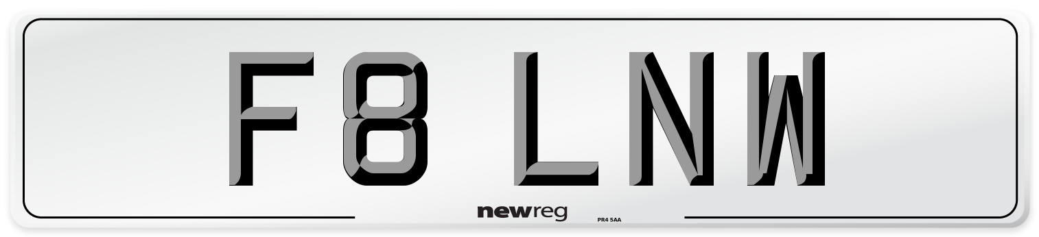 F8 LNW Number Plate from New Reg